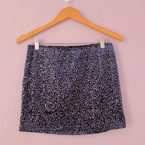 Forever 21 Blue Velvet Mini Skirt with Sequins M